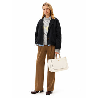 BOLSO BEIGE SATCHEL CON LOGO AW0AW18145