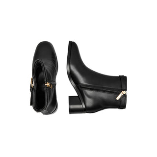 BOTINES DE CUERO CON TACÓN ANCHO