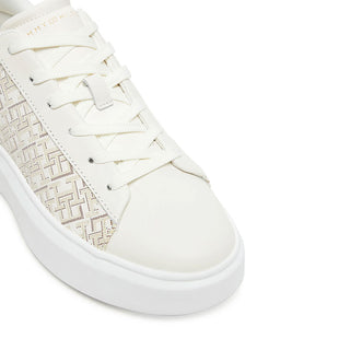 TENIS BLANCO DE CUERO CON PLATAFORMA Y MONOGRAMA FW0FW09155